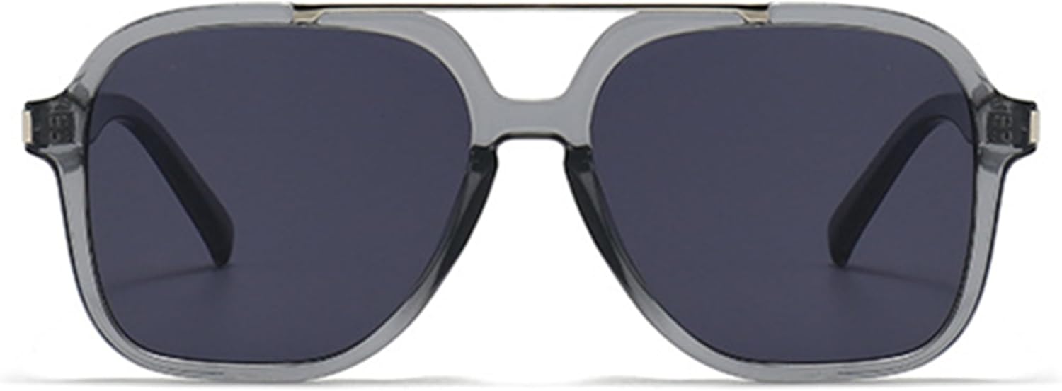 

bullabulling Модные солнцезащитные очки-пилот для женщин и мужчин в стиле ретро 70-х годов с двойной перемычкой, квадратные солнцезащитные очки, легкие солнцезащитные очки, Gray