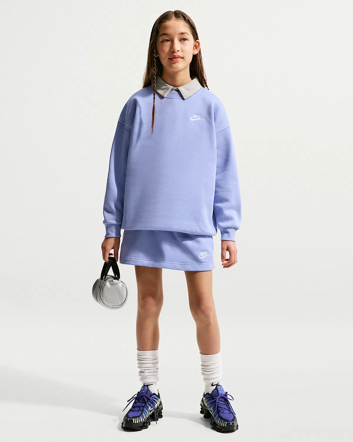Детская увеличенная толстовка Nike Sportswear Club Fleece, Light Thistle/Light Thistle/White — фото 4