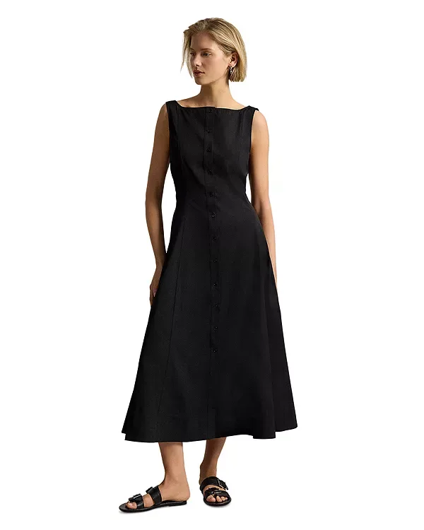 Хлопковое платье с панелями Ralph Lauren, Black