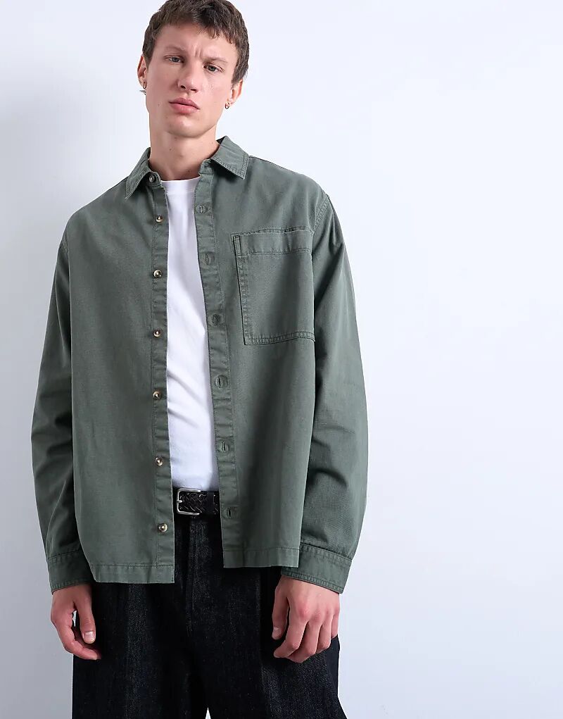 

Рубашка Topman с длинными рукавами цвета хаки