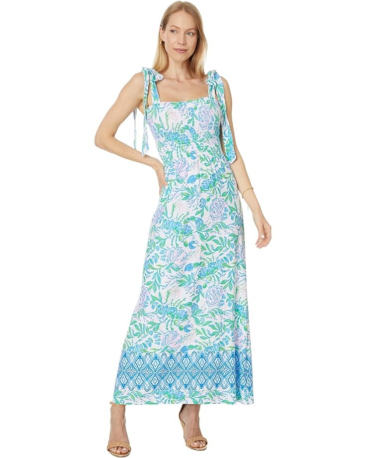 

Платье Lilly Pulitzer Kailua Smocked Maxi Dress, цвет Resort White Just A Pinch Engineered Knit Dress