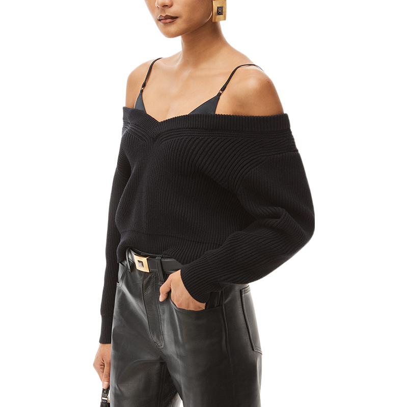Alexander Wang FW22 Вязаный свитер женский черный — фото 4