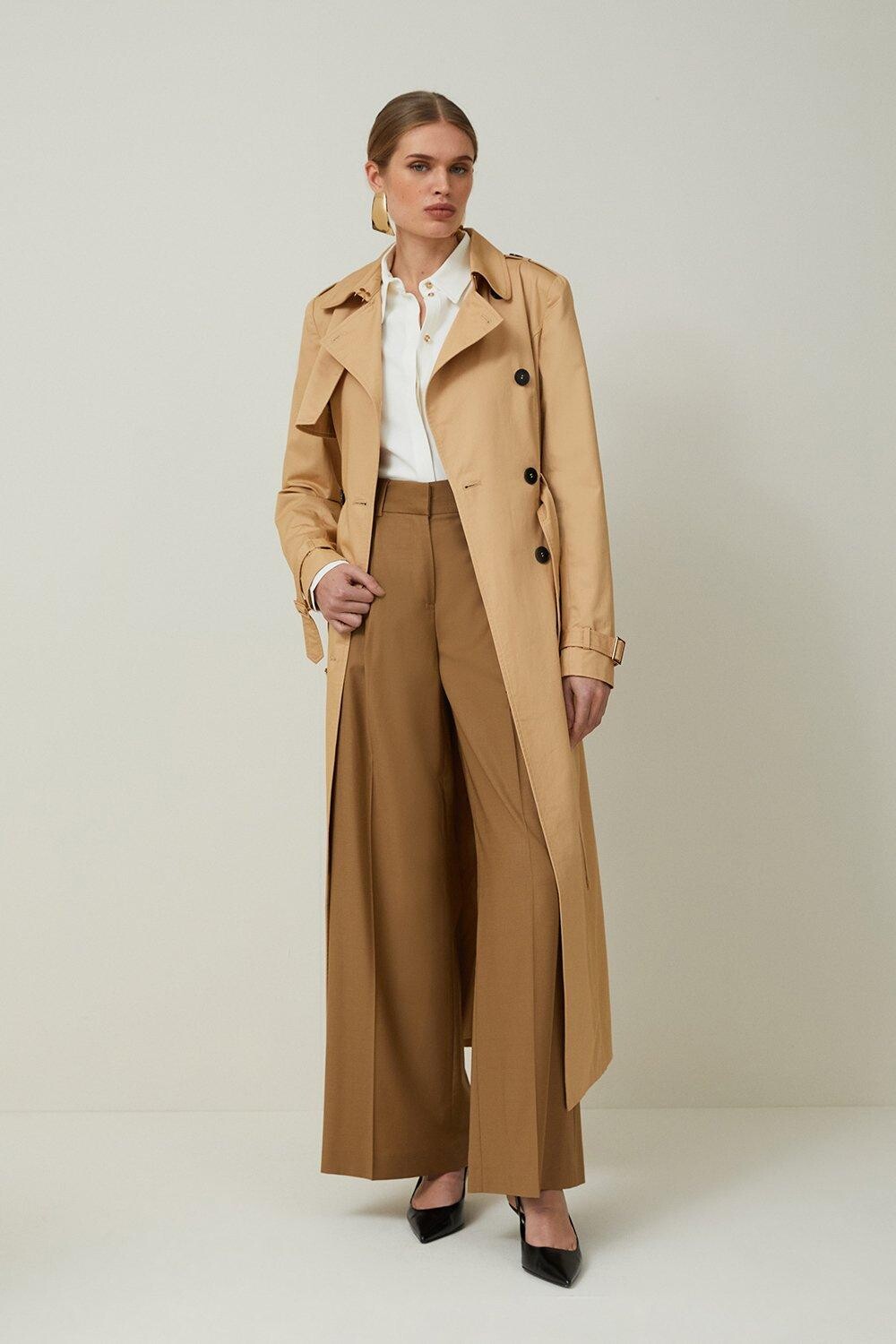 

Классический тренч с поясом Petite Tailored Karen Millen, бежевый