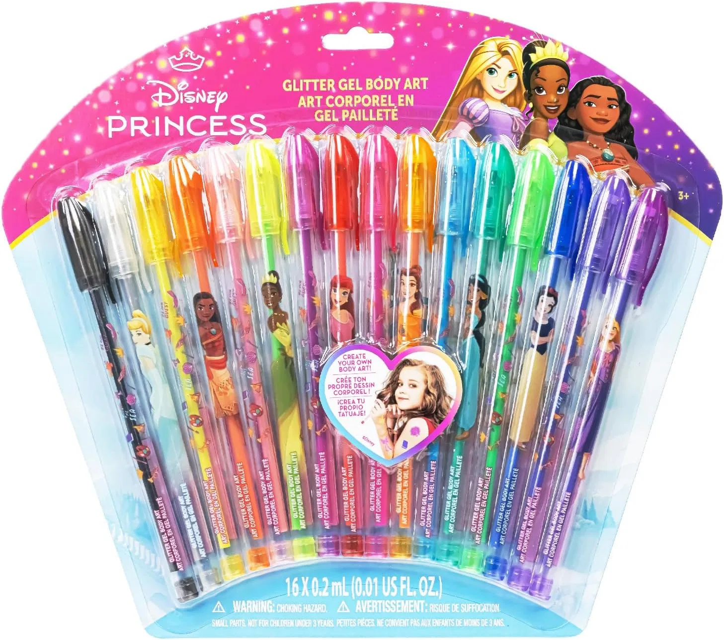 Набор для боди-арта Disney Princess 16 блестящих гелевых ручек Townley Girl Townleygirl