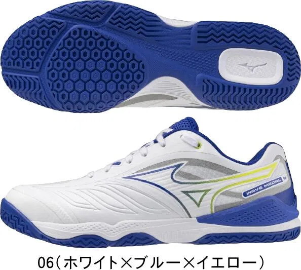 Кроссовки для настольного тенниса «Wave Medal 8 WIDE» от Mizuno, 06 (White X Blue X Yellow) — фото 2