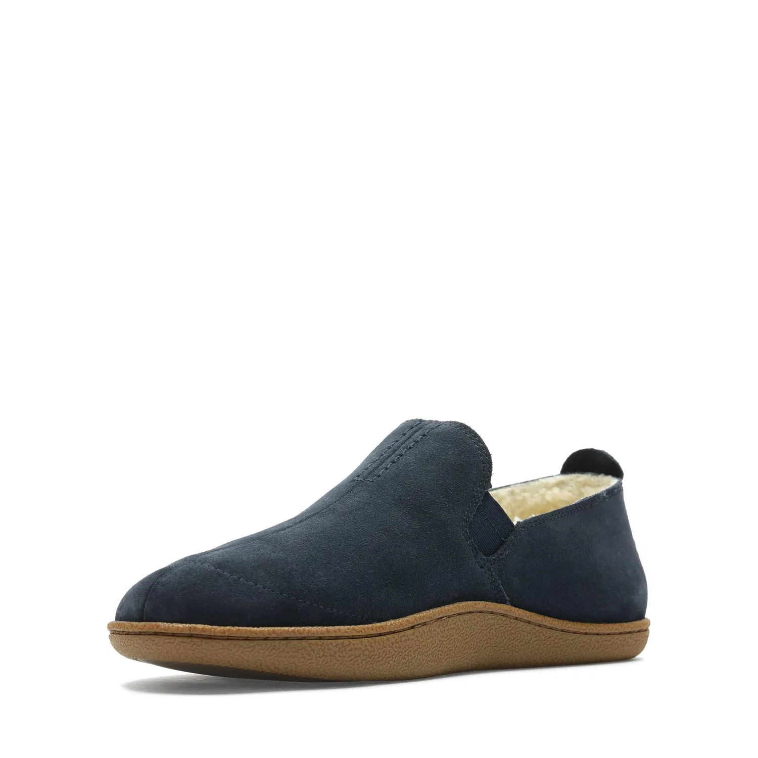 Домашние тапочки-мокасины на синтетическом меху Clarks, синий — фото 4