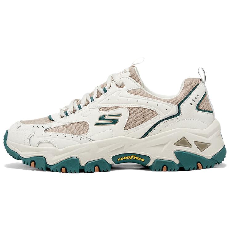 

Skechers Мужские кроссовки для походов на открытом воздухе с износостойкой амортизацией и дышащими низкими берцами, белые и зеленые