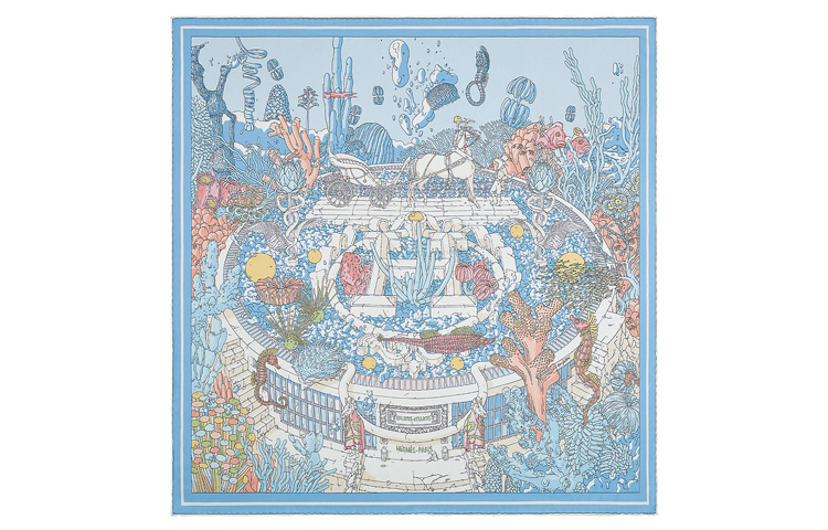 

HERMES Шёлковый шарф унисекс небесно-голубой, Sky Blue