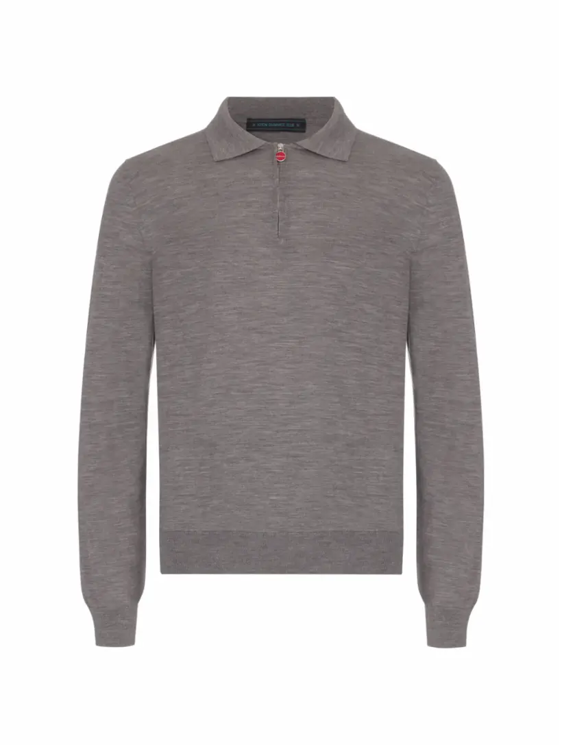 

Шерстяное поло на молнии Kiton, серый