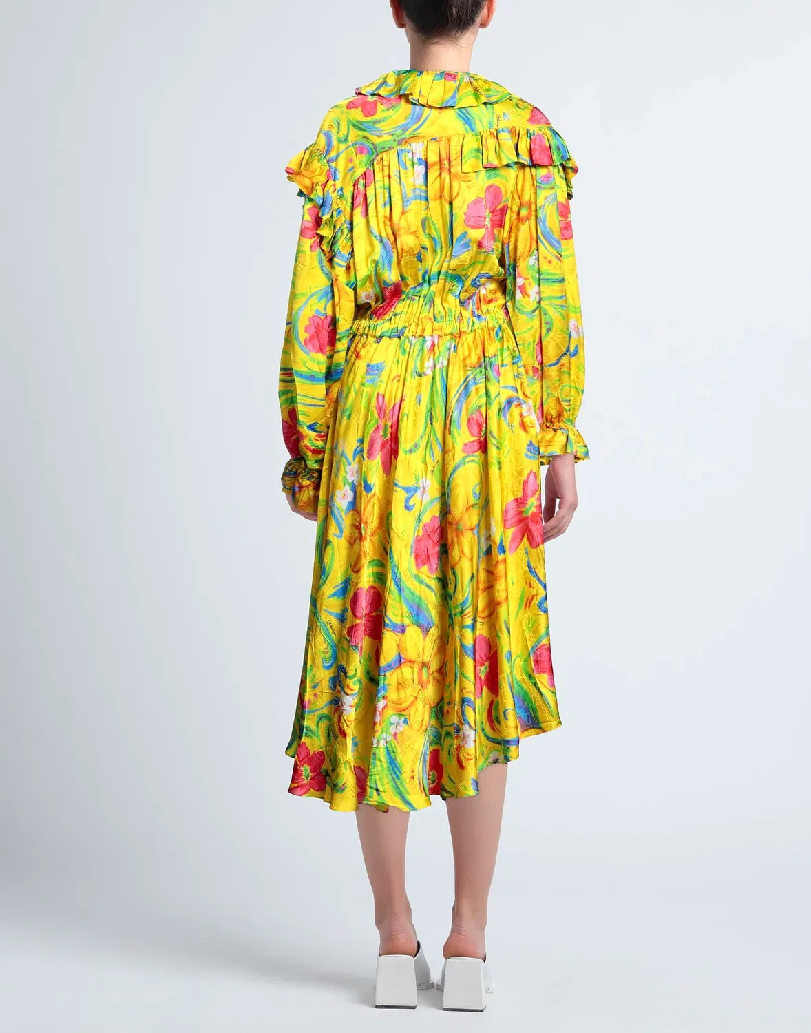 Платье миди с жатым жаккардом BALENCIAGA желтое — фото 3