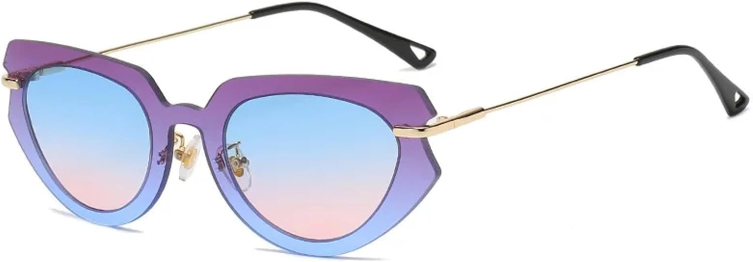 

Солнцезащитные очки с защитой от УФ-излучения UV400 | Женские безободковые очки «кошачий глаз» в цельной прозрачной градиентной оправе | для занятий спортом на открытом воздухе FYTUP, Purple