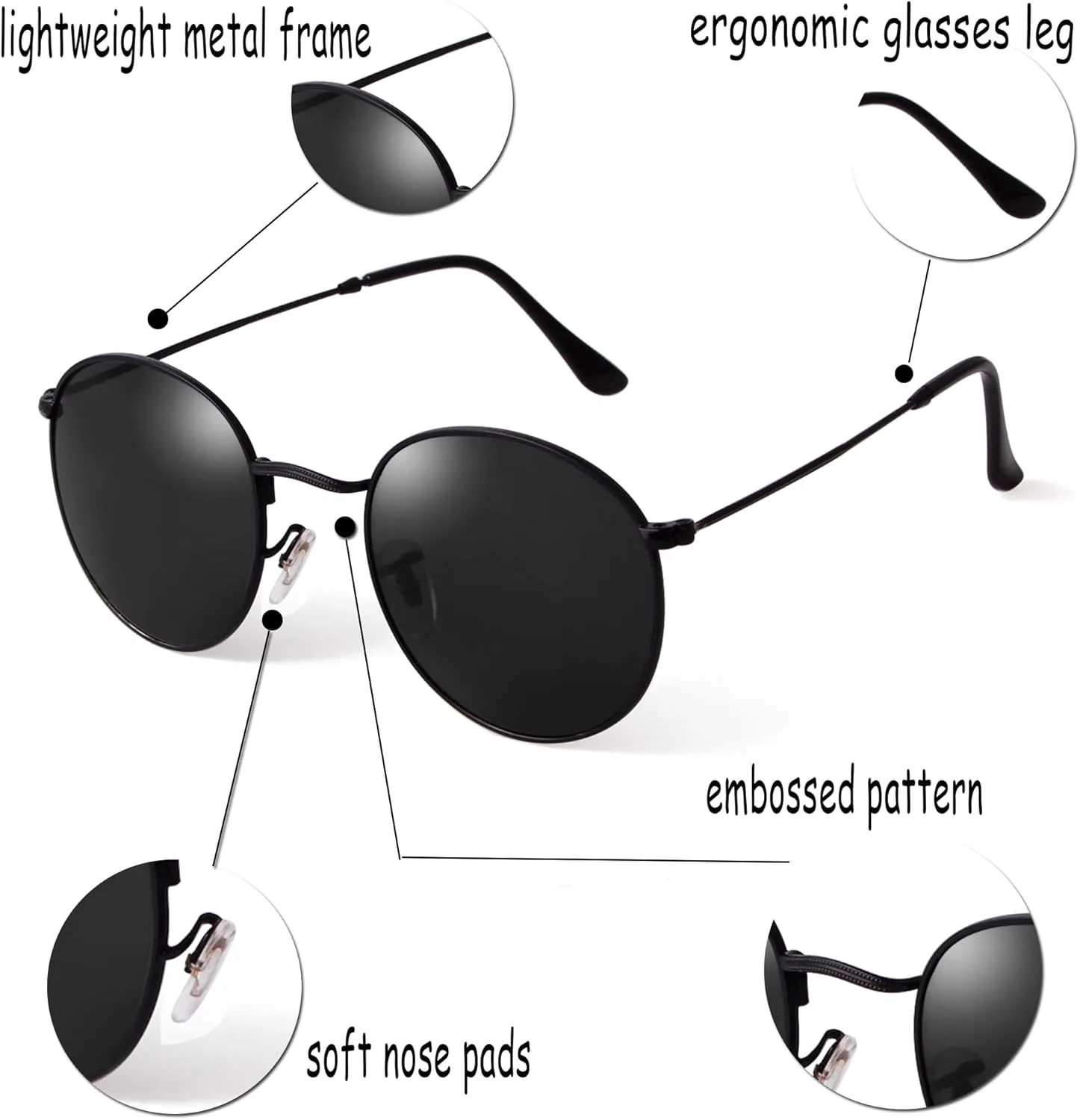 

Ретро круглые поляризованные солнцезащитные очки для женщин и мужчин в классической винтажной металлической оправе с защитой от УФ-излучения DQbhzh, Gold/Blue