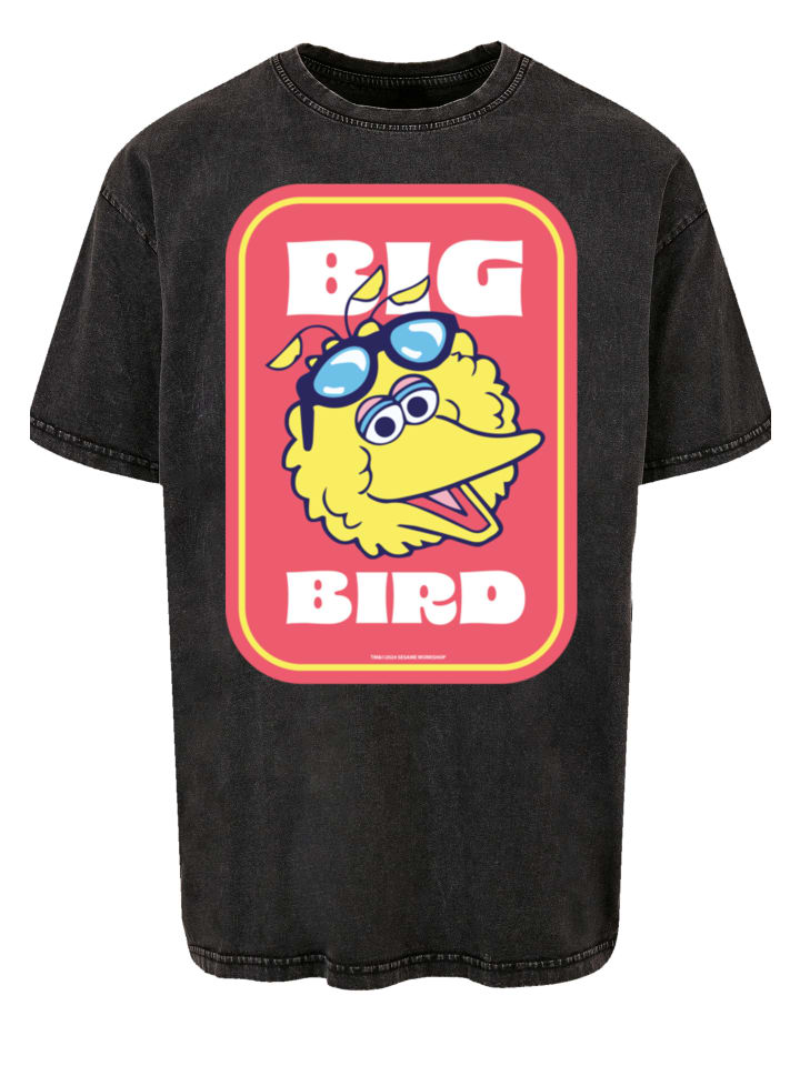 

Футболка F4NT4STIC Oversize T-Shirt Sesamstraße Bilbo Big Bird Sticker, черный