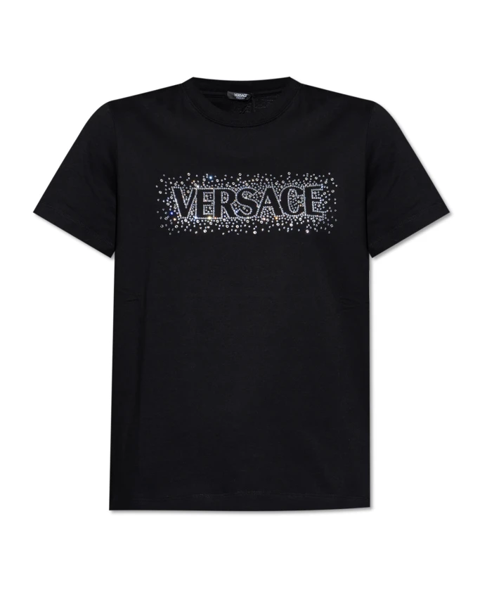 

Футболка с мерцающими кристаллами Versace, черный