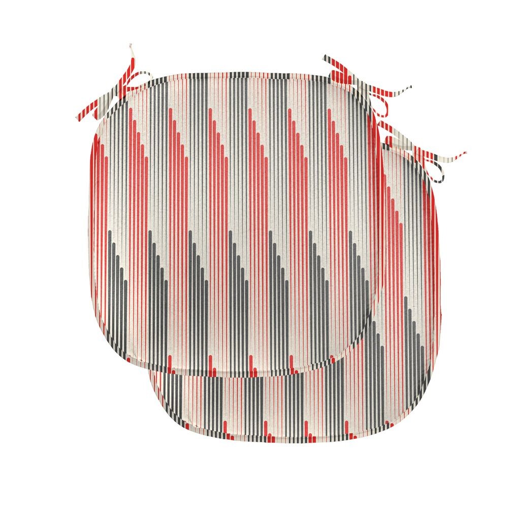 

ABAKUHAUS Абстрактные подушки на обеденный стул, ретро-двухцветная полоска, декоративная водонепроницаемая подушка с ремнями для кухонных сидений, 40 см x 40 см — упаковка из 2 шт., серый и алый