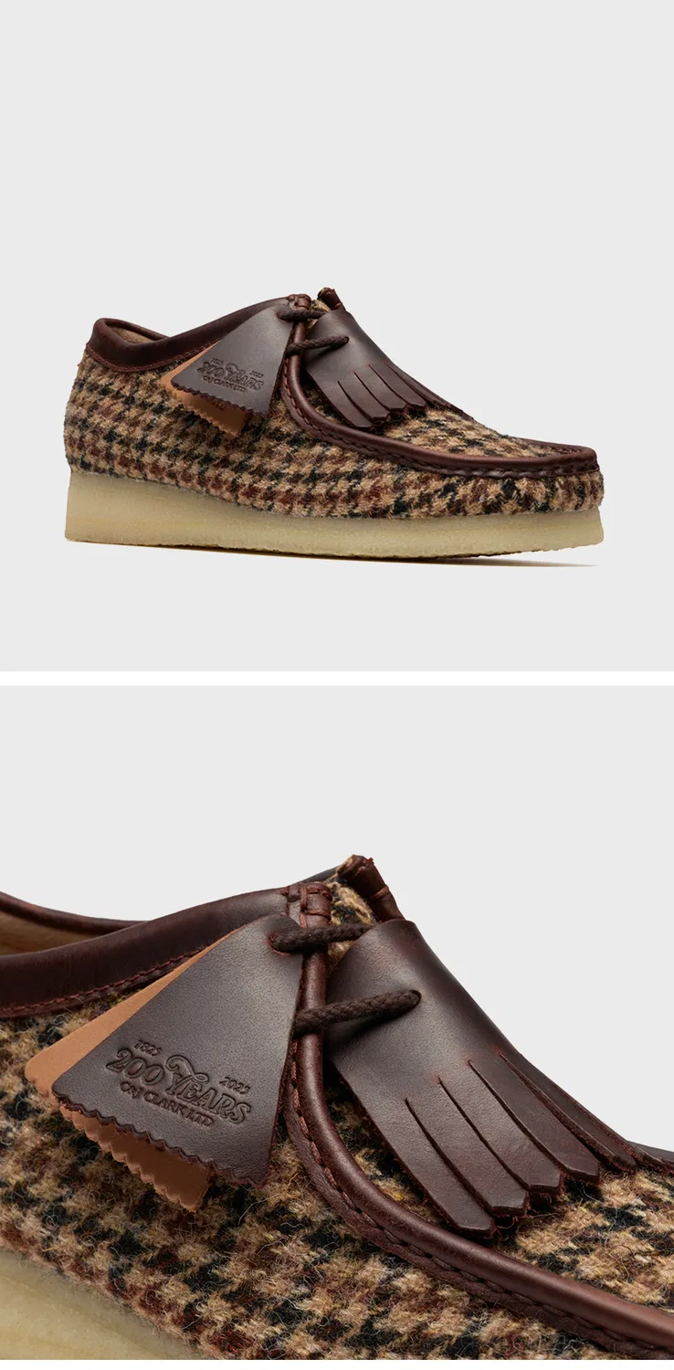 Мужские мокасины Wallabee из твида Harris коричневые от Clarks Originals — фото 3