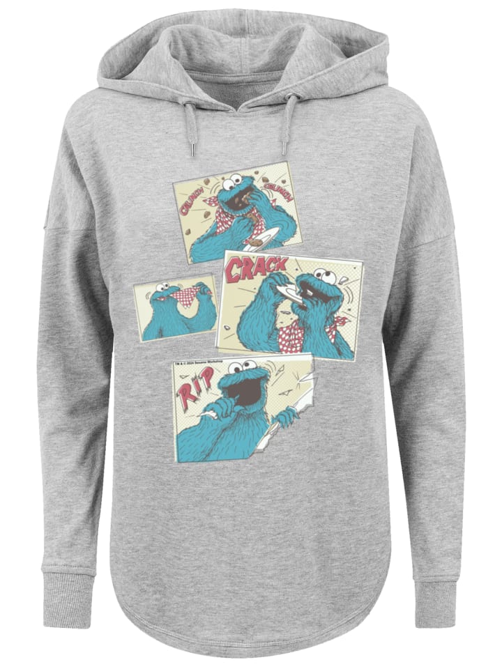 

Пуловер F4NT4STIC Oversized Hoodie Sesamstraße Cookie Monster Crunch, серый