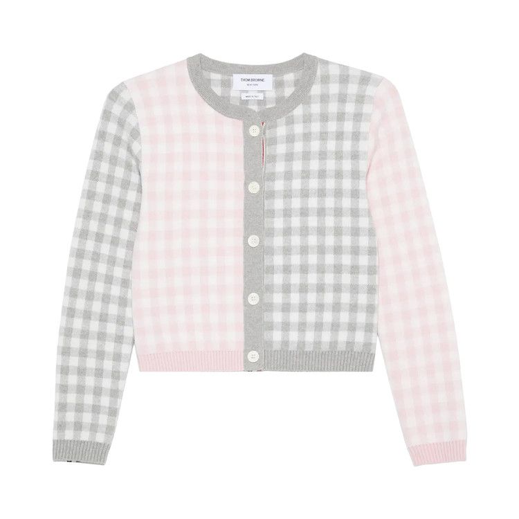 

Топ Thom Browne Fun Mix Gingham Check Birdseye Back Jacquard Cropped Crew Neck Knitwear 'Seasonal Combo'