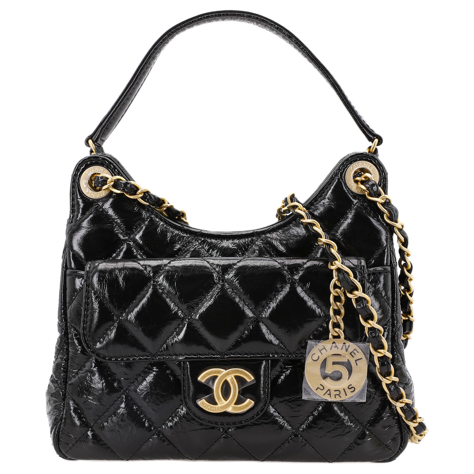 

CHANEL Сумка-трубы из коровьей кожи, женская, черная