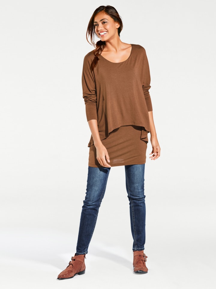 

Рубашка с круглым вырезом коньячного цвета Heine