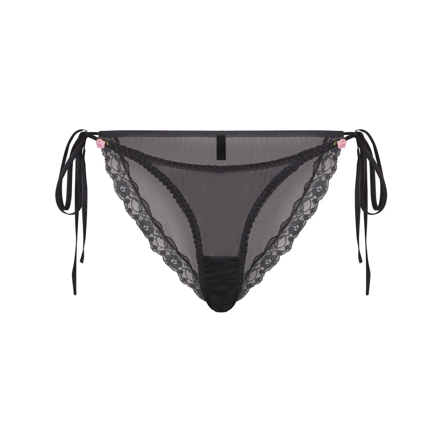 

Бикини с завязками по боку SKIMS Skims Romance Lace, цвет Onyx