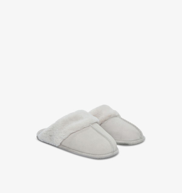 

Замшевые тапочки без задника со швом спереди The White Company, серый