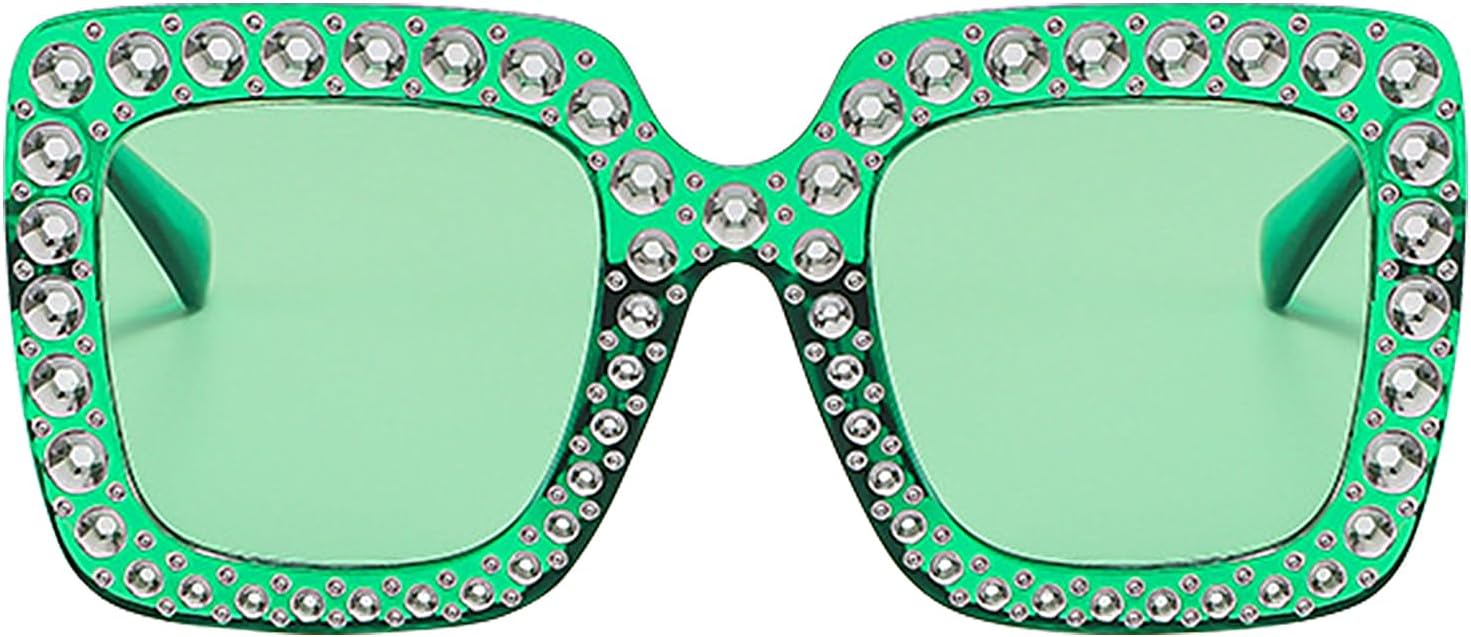 

Солнцезащитные очки со стразами для женщин, блестящие очки-солнцезащитные очки большого размера для женщин, модные солнцезащитные очки, большие квадратные очки Generic, Green