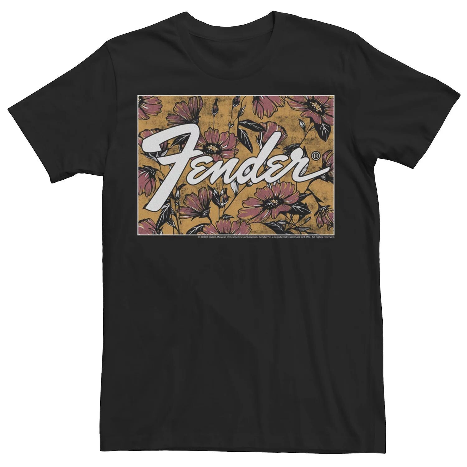 

Мужская футболка с цветочным принтом и логотипом Fender Box Licensed Character
