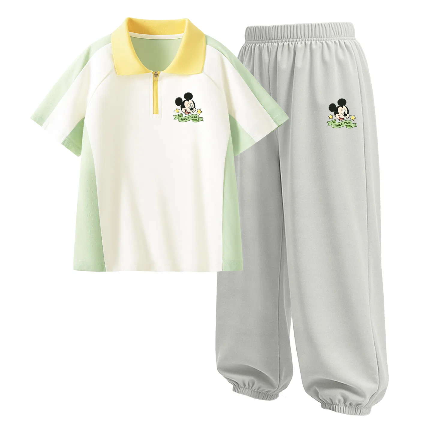 Детское спортивное поло с воротником Disney, Diyao Flag K Vanilla Green+Diyao Flag K Glacier Gray
