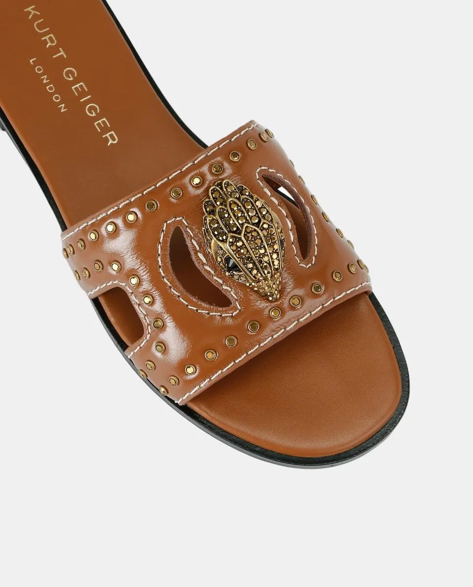 Женские кожаные сандалии Eagle Stud с заклепками Kurt Geiger, светло-коричневый — фото 4