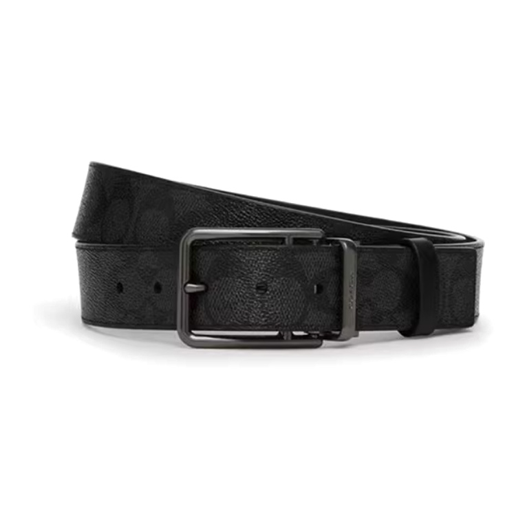 

COACH Мужской ремень из искусственной и натуральной кожи черный шириной 3,8 см, Black