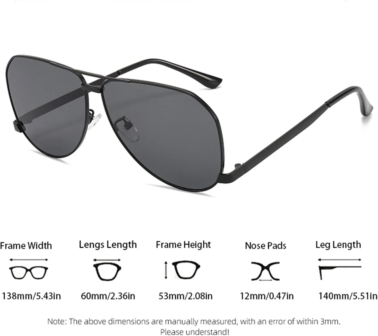 

bullabulling Большие золотые солнцезащитные очки-пилот для женщин и мужчин, модные очки в крупной оправе, популярные панк-солнцезащитные очки UV400, Silver/Black