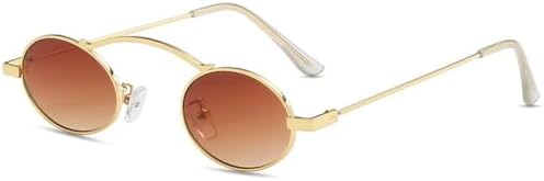 

Солнцезащитные очки ретро 2027, металлическая оправа, овальные, стимпанк, женские, модные, прозрачные линзы цвета океана, UV400, мужские панк MTZJH, Golden Tea Gradient