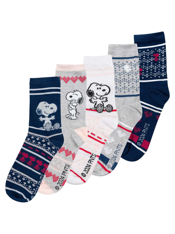 

Носки United Labels 5er Pack The Peanuts Snoopy Socken Sneaker Norweger Strümpfe, разноцветный