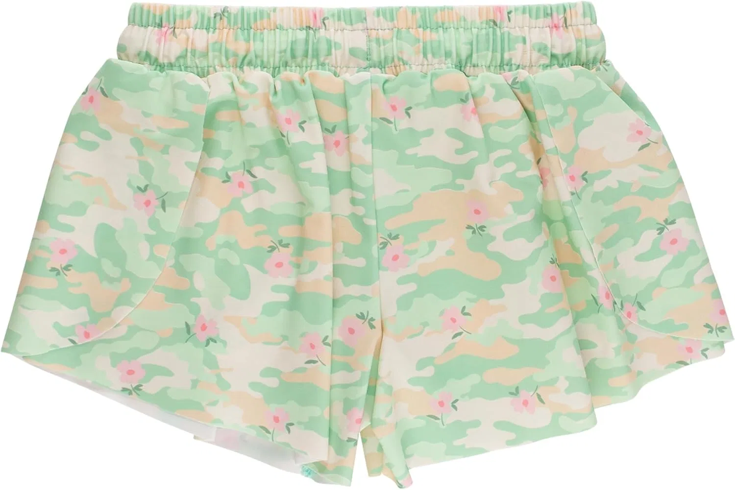 Шорты для девочек UPF50+ RuffleButts, цвет Sage Blossom Camo — фото 2