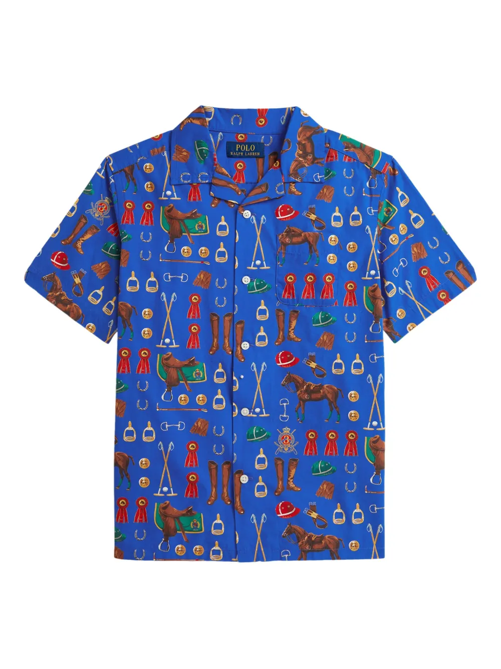 Рубашка с принтом Polo Ralph Lauren Kids, синий