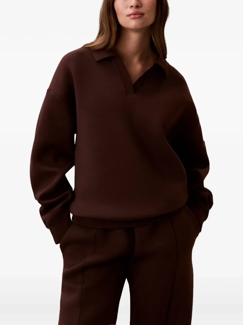 Толстовка свободного кроя с V-образным вырезом Calvin Klein, коричневый — фото 4