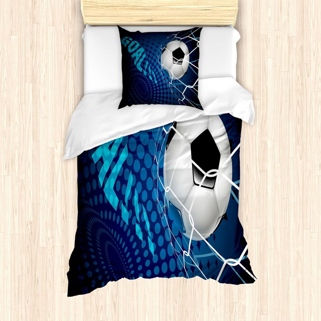 

Футбольные куртки ABAKUHAUS, абстрактный рисунок ворот, защита от клещей, подходят для аллергиков с наволочками, 135 см x 200 см - 80 x 80 см, синий черный белый