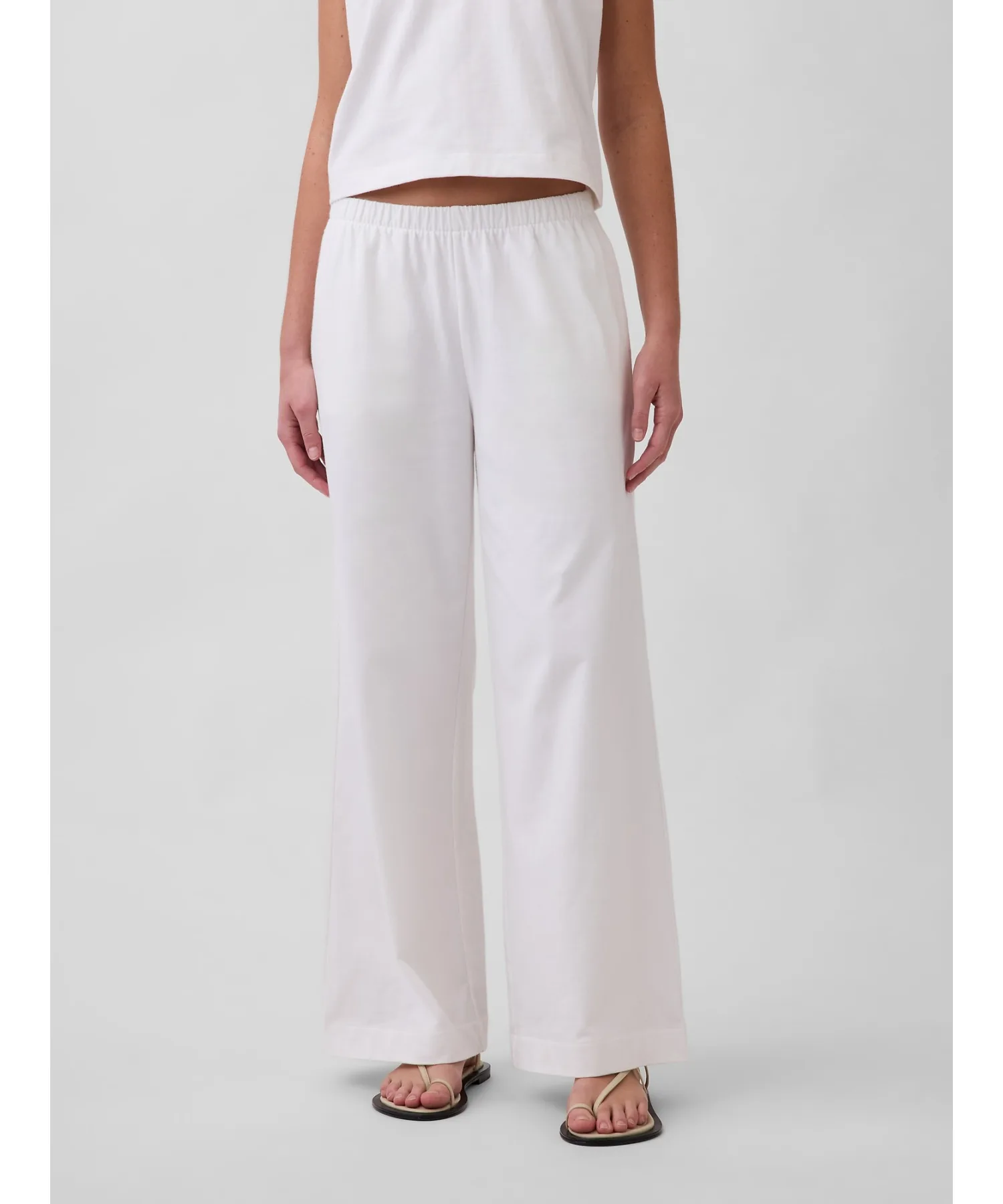 Женские брюки широкого кроя Heavyweight Easy Waist Wide Pants GAP белые