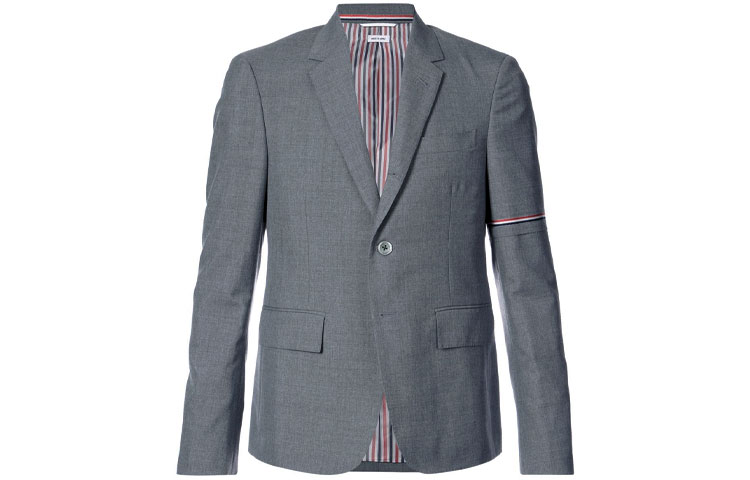 

Серый спортивный пиджак с кромкой Rwb и нарукавной повязкой THOM BROWNE
