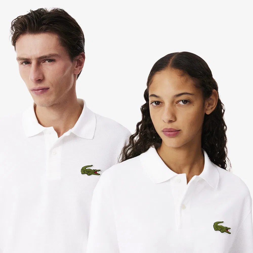 Мужская футболка-поло Loose Fit с букле-брендингом белая от Lacoste — фото 2