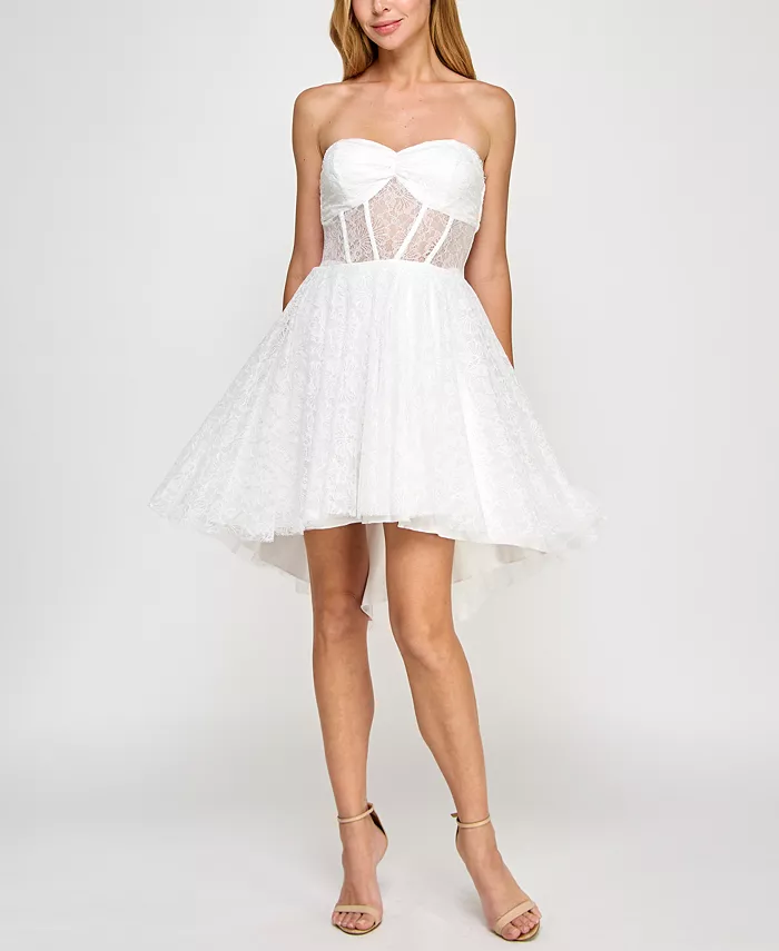 

Платье без бретелек с кружевом и вырезом-лодочкой для юниоров pear culture, белый