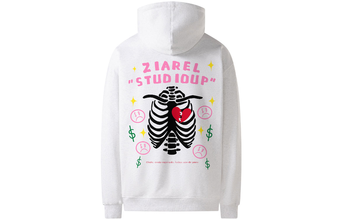

Толстовка Unisex Hooded Moderate Heavyweight ZIAREL, белый heather серый