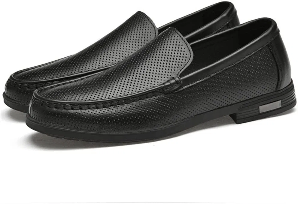 Лоферы мужские Leather Flat Heel Anti-Slip Lightweight Classic Slip On, черный SayfuR