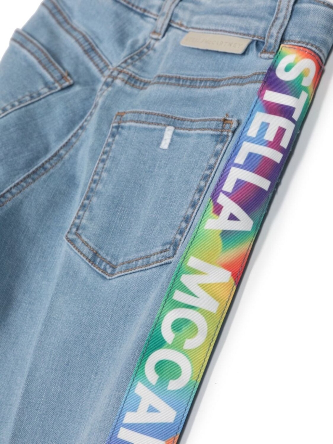 Stella McCartney Kids прямые джинсы с логотипом, синий — фото 3