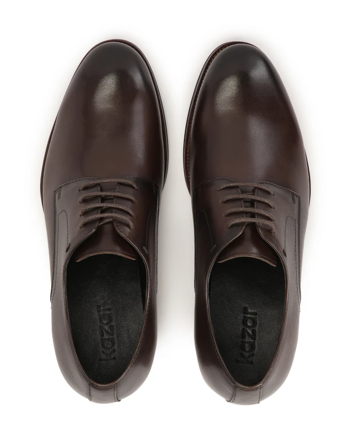 Классические коричневые туфли с открытым носком. Kazar, коричневый — фото 4