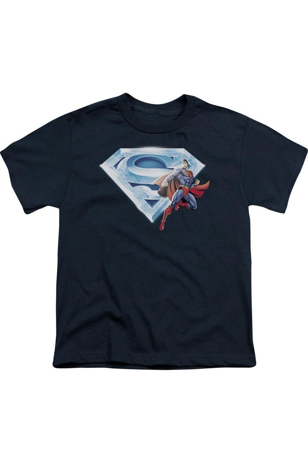 

Футболка с коротким рукавом для детей с логотипом Superman и кристаллом Gildan, темно-синий