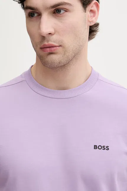 Футболка из хлопка с эластаном Tee BOSS Green, фиолетовый — фото 4
