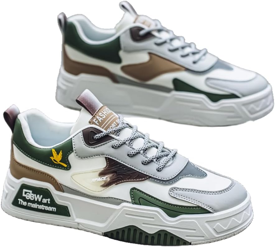 

Мужские модные кроссовки на толстой подошве для скейтборда, подходят для прогулок на улице и по кампусу Hhhchpm, белый/зеленый