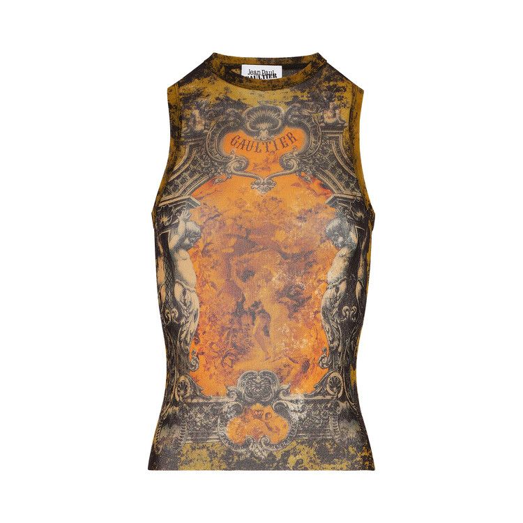 

Топ Jean Paul Gaultier Médaillon Tank Top, Black/Khaki/Orange